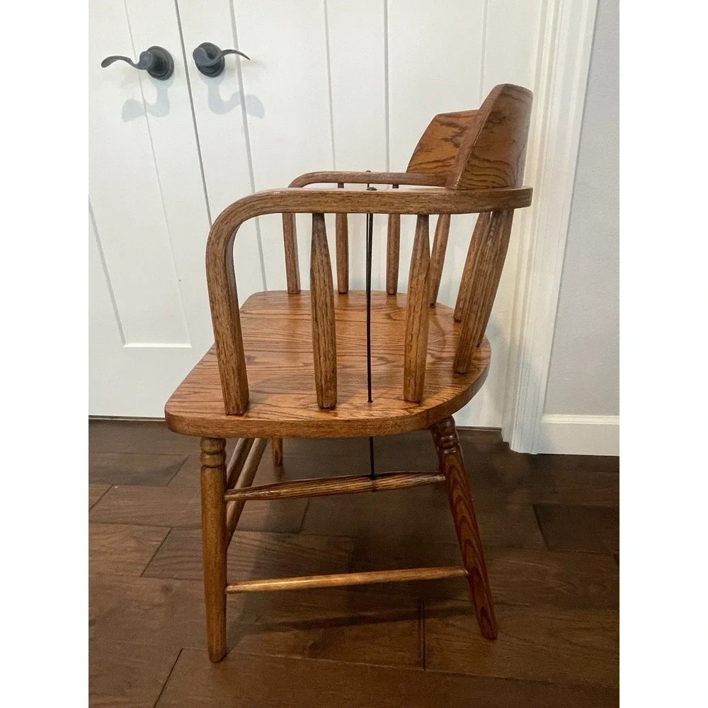Antique 19th Century Primitive Barrel Back Oak Pub Chair‎ Captain's Chair